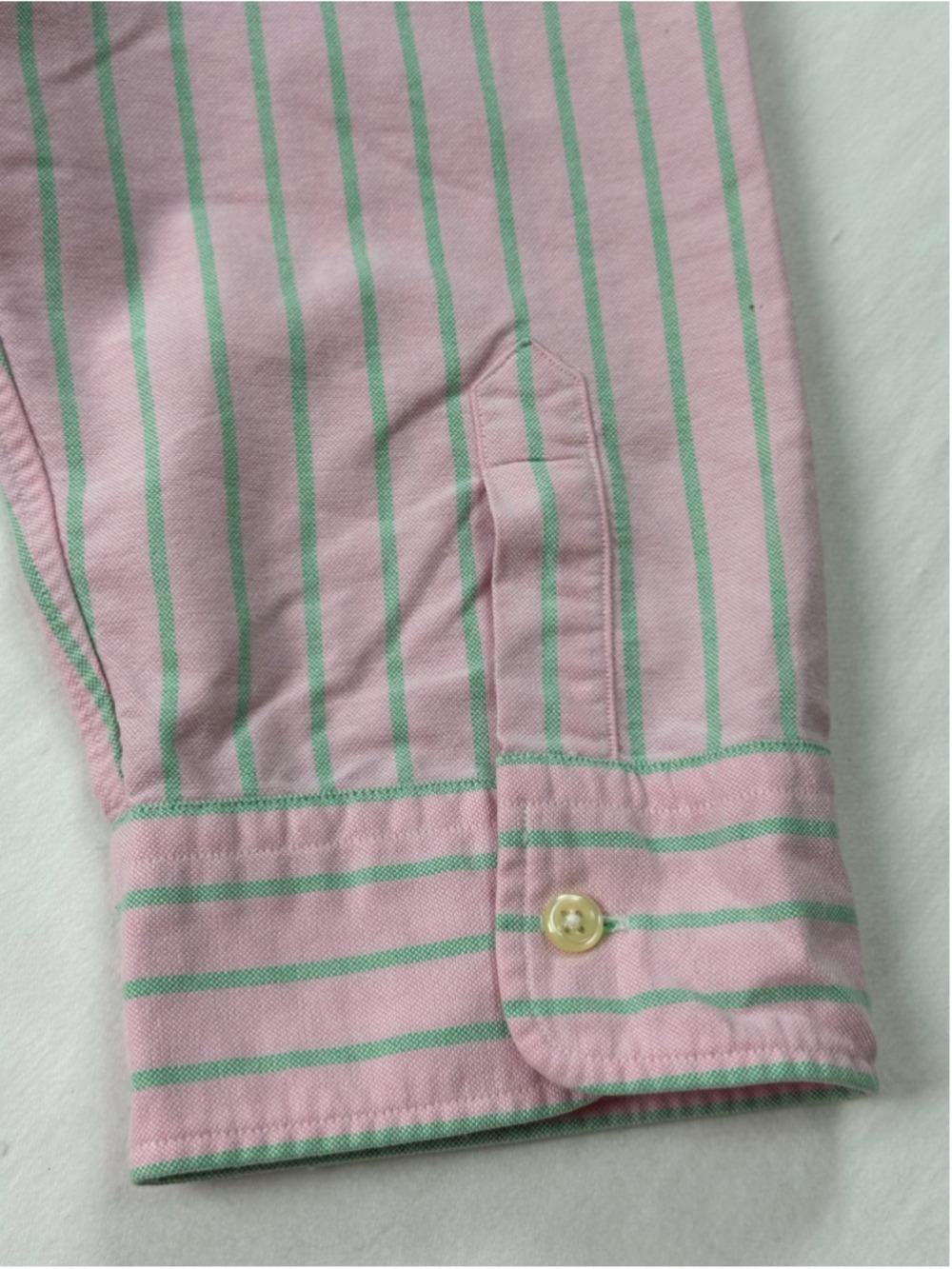 Vintage Ralph Lauren Sport Women’s Pink Green Stripe Oxford Shirt Hong Kong Slim - Picture 11 of 12